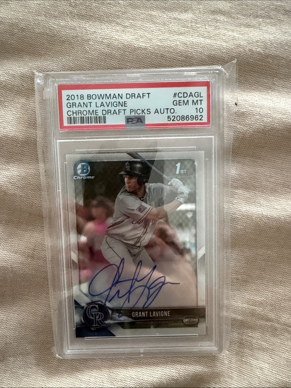 2018 Bowman Chrome Grant Lavigne Autograph Rookie Card - PSA 10